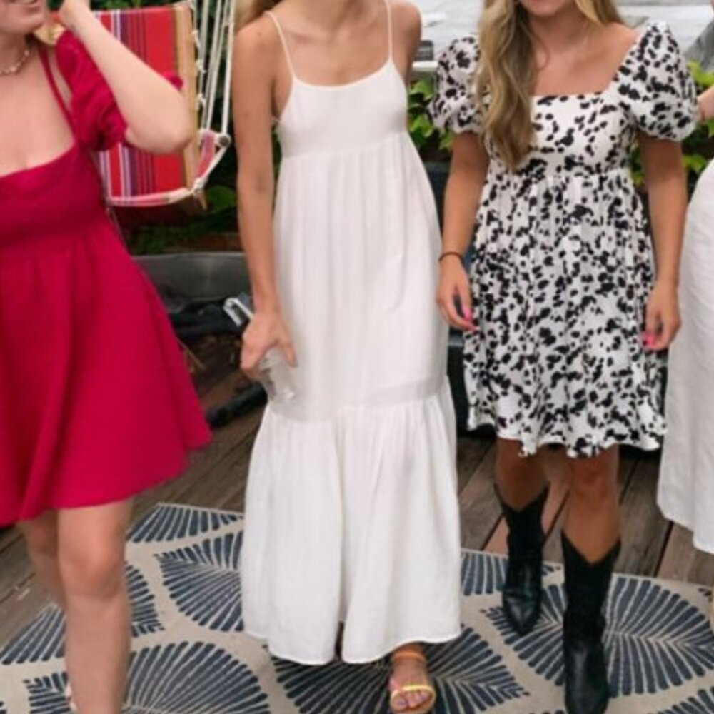 ZARA White Cotton Summer Dress - XS